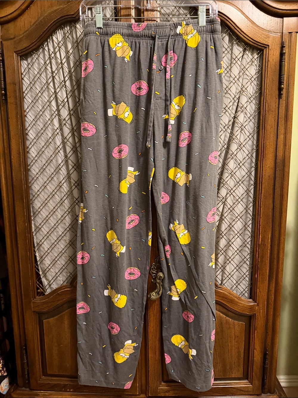 The Simpsons Homer Donut Pajama Pants Gray Men’s SIZE MEDIUM